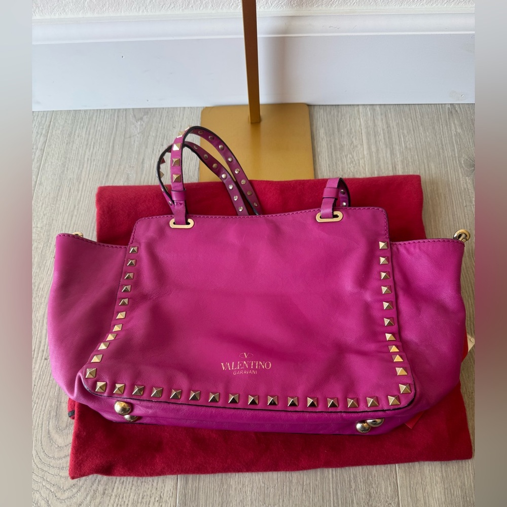 Valentino Rockstud Pink Leather Shoulder Bag - Picture 5 of 9